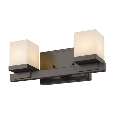 Z-Lite Cadiz 2 Light Vanity, Bronze & Matte Opal 1913-2V-BRZ